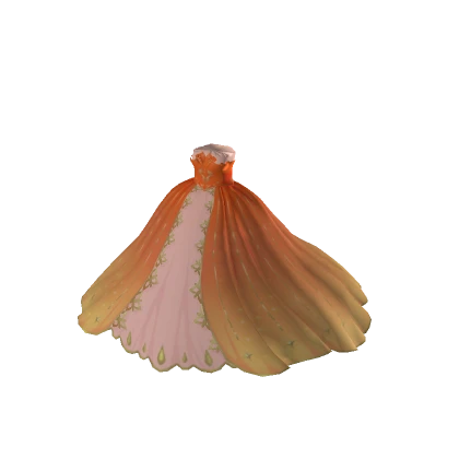 off-the-shoulder gown in gradient orange