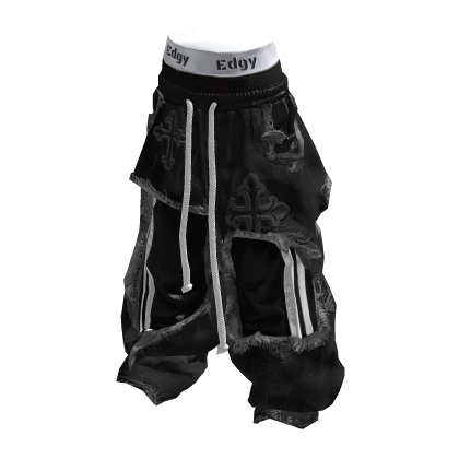 Black Opium Style Distressed Panel Pants