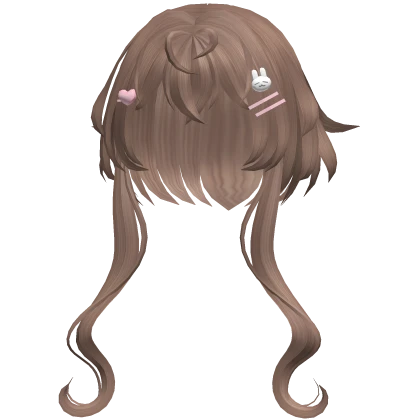 ♡ cutecore short & strands w/ bunny hairclip brown