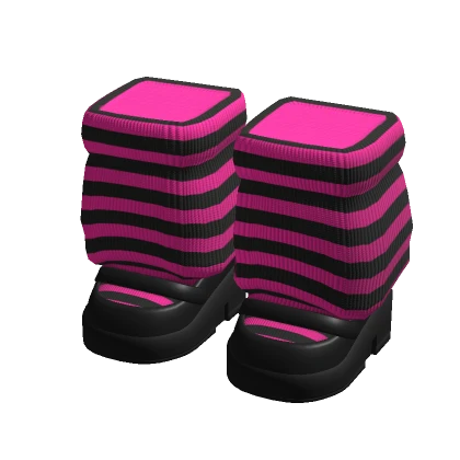 Scene Platform Shoes w/ Striped Pink Leg Warmers