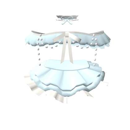 🎀3.0 Cute light blue ruffled skirt set w pearls