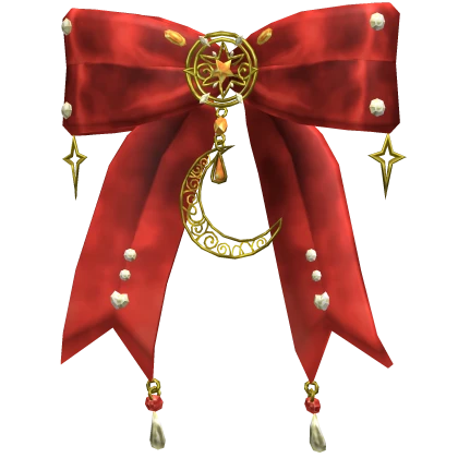 Red Bow w Stars and Moon Crescent 