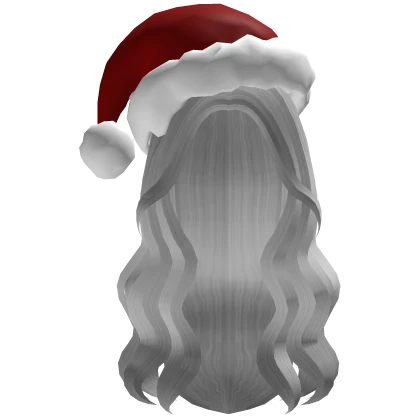 Wavy White Hair w/ Christman Santa Hat