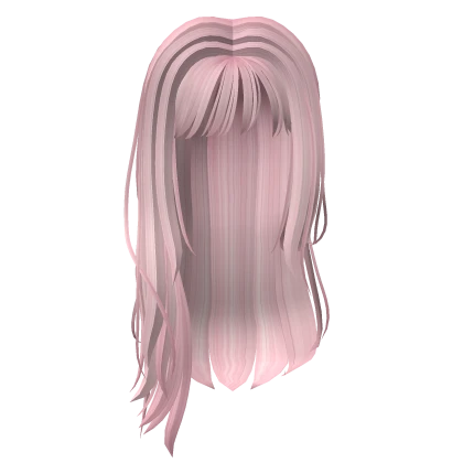 Messy Long Straight Pink Hair w/ Bangs