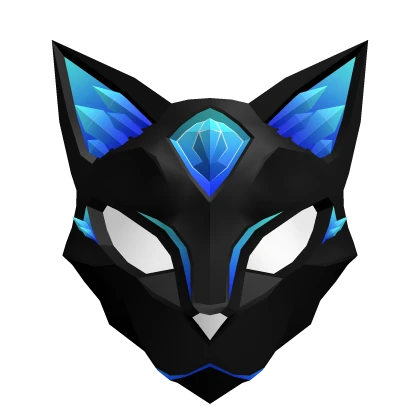 Glowing Blue Crystal Cat Mask