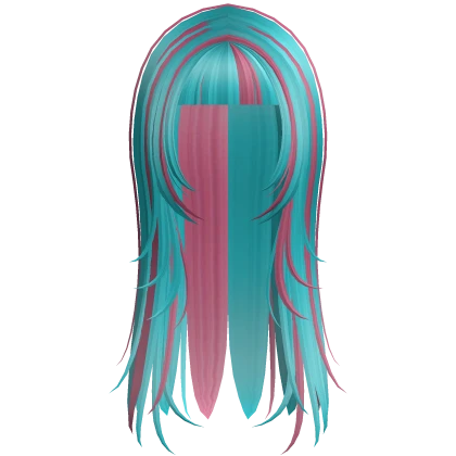 ☆ dracula long wispy emo ocean blue n hot pink