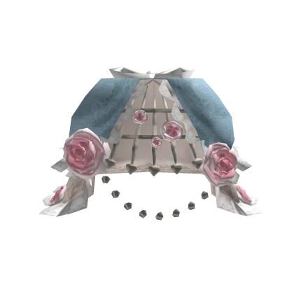 Rosy Rococo Silver Cage Skirt Bustle in Blue+Pink