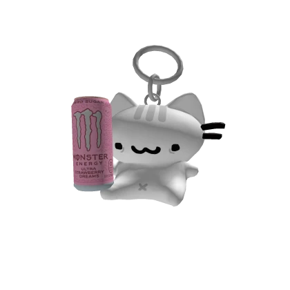 Strawberry Monster Silly Cat Keychain