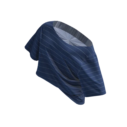 ☆ Blue striped off-shoulders baggy shirt