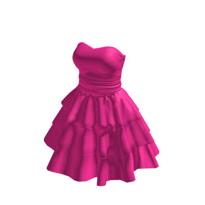 Pink Strapless Ruffle Layer Dress