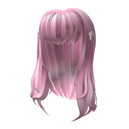 Pink Gothic Wavy With Small Crosses Hair