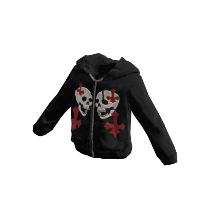 y2k Streetwear Skulls Zip-Up Hoodie