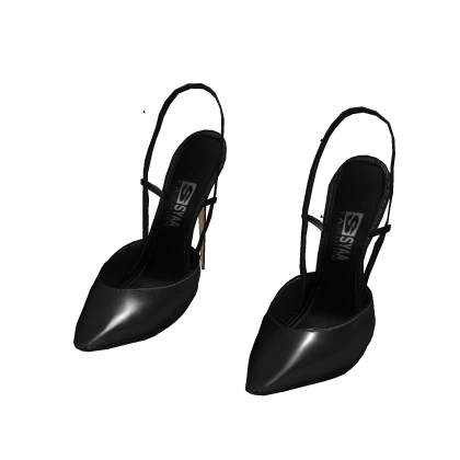 ☆ Black Slingback Pointy Heels [Itgirl ver.]