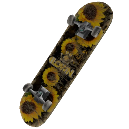 Ruined Skateboard w/ Yellow Sunflower Pattern