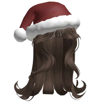 ♡ christmas girly brown hair with santa hat