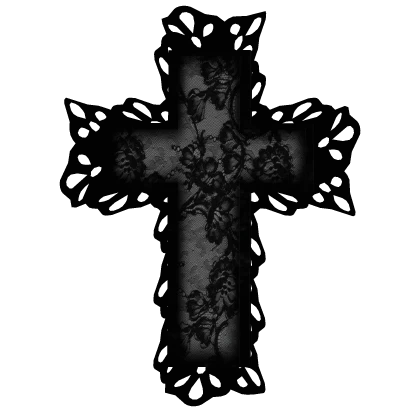 gothic cross hairclip with lace in black