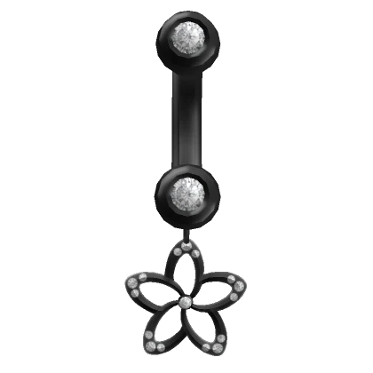 Flower Belly Ring Black