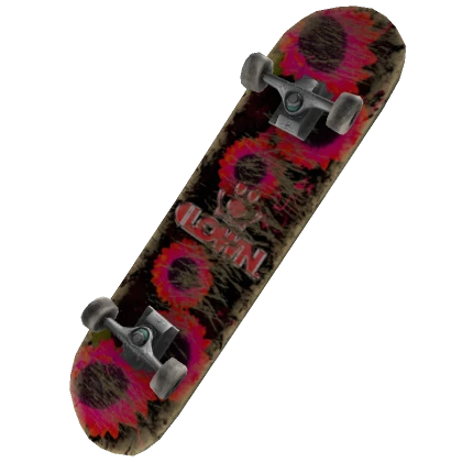 Ruined Skateboard w/ Red Sunflower Pattern