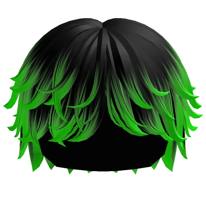 Black to Green Messy Swept Fluffy Boy Hair