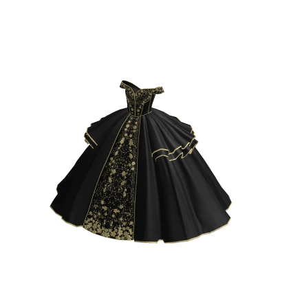 [⌛] ♾️ Black and gold Puffy victorian ball gown