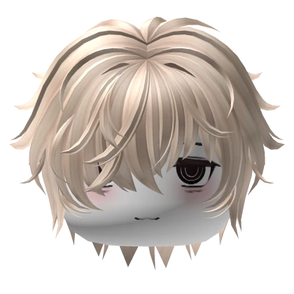 Beige Messy Anime Boy Hair w/ Cute Tired Face