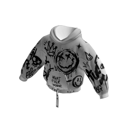 Hoodie Mournful Grey White