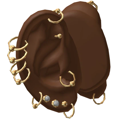 Ears w Gold Piercings Set 1