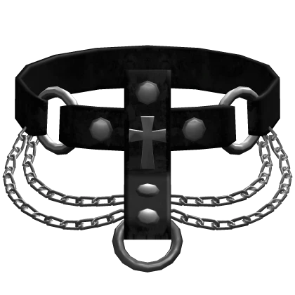 ⸸꒱ gothic cross belt choker w chains in black 3.0