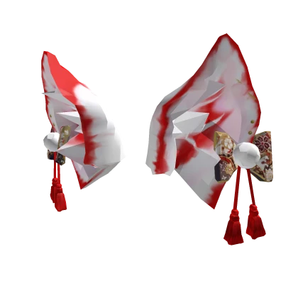 Soft Kitsune Ears - White & Red