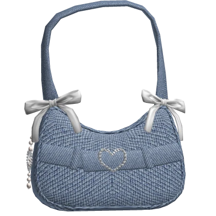 ♡ Denim Bag with silver bow and heart pendant ♡