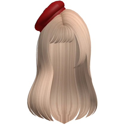 Wavy Blonde Hair w Red Beret