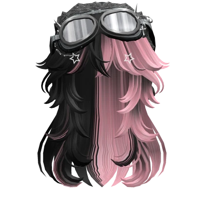 Pink&Black Long Hair w/ Y2K Goggles Ushanka