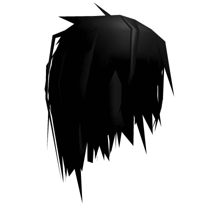 scruffy low poly long black hair