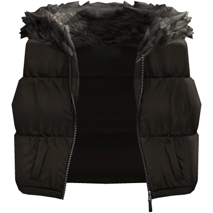 Brown Puffer Vest + Neck Fur Collar 1.0