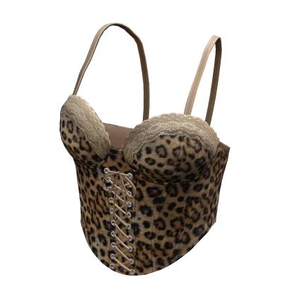 Lace Corset Top Leopard Tank Ruffle Tee Shirt Y2K