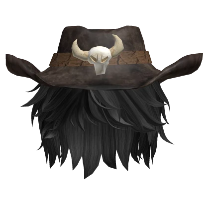 Messy Black Hair CowBoy Hat