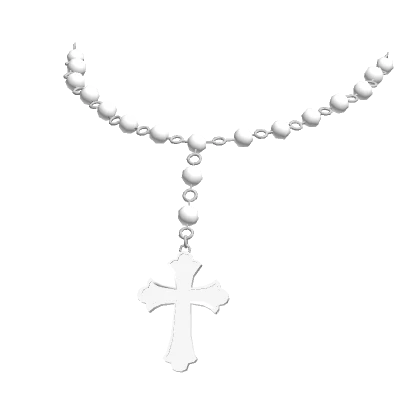 White Rosary Cross Necklace Attachment 3.0