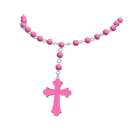 Hot Pink Rosary Cross Necklace Attachment 3.0