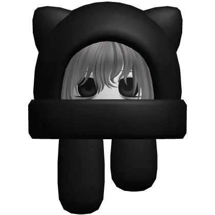 moe boy hair w oversized kitty hood dusty grey