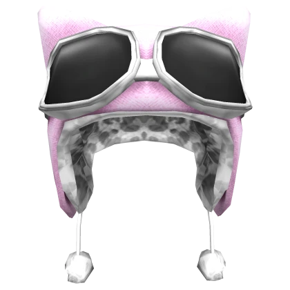 Pink Cat Beanie White Goggles