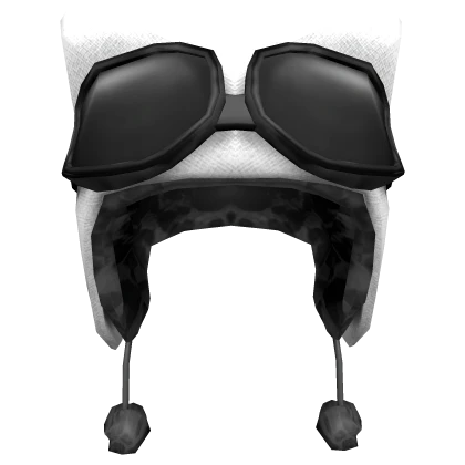 White Cat Beanie Black Goggles