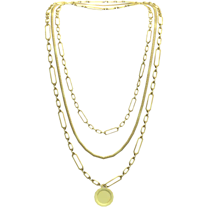 Long Chain Necklace w/ Pendant Gold 3.0