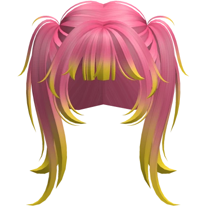 pink yellow long high rockstar pigtails hair