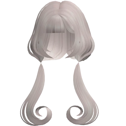♡ Silver / Ash Long Swirly Anime Pigtails Hair