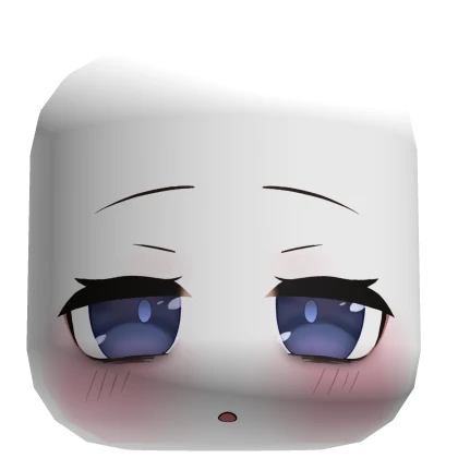 Sleepy Mita Tired Face Head Blue Eyes Doll - White