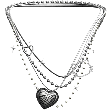2000s Rhinestone Gyaru Silver ZebraPrint Necklace
