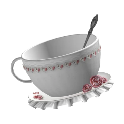 ༻❁ pink rococo floral lace teacup tophat