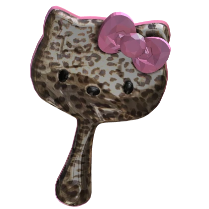 Leopard Kitty Face Mirror Pink Bow 2000s Y2K