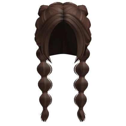 Cute Long Bubble Braid Pigtails (Brown)
