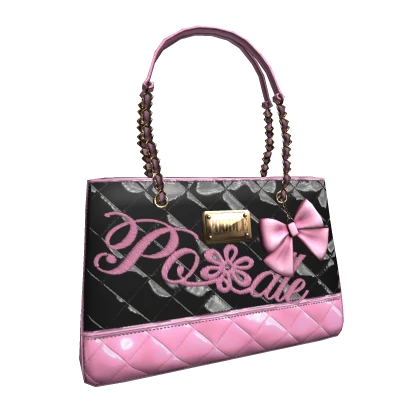 Gyaru/Gal Classic Leather Bag | Black & Light Pink